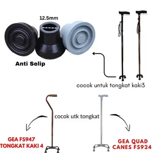 Karet Bawah Tongkat Kaki 4 Sparepart Alat Bantu Jalan Diameter 12.5mm