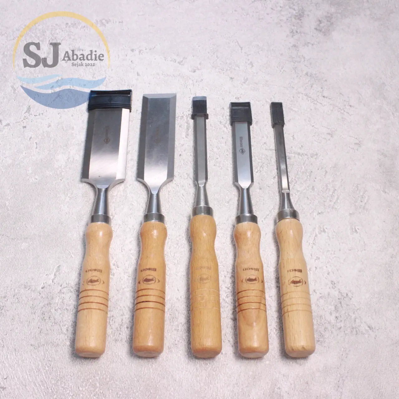 BISON Tatah Tata Alat Pahat Gagang Kayu Wood Chisels  1/4 - 1 1/2 Inch | SJ ABADIE |