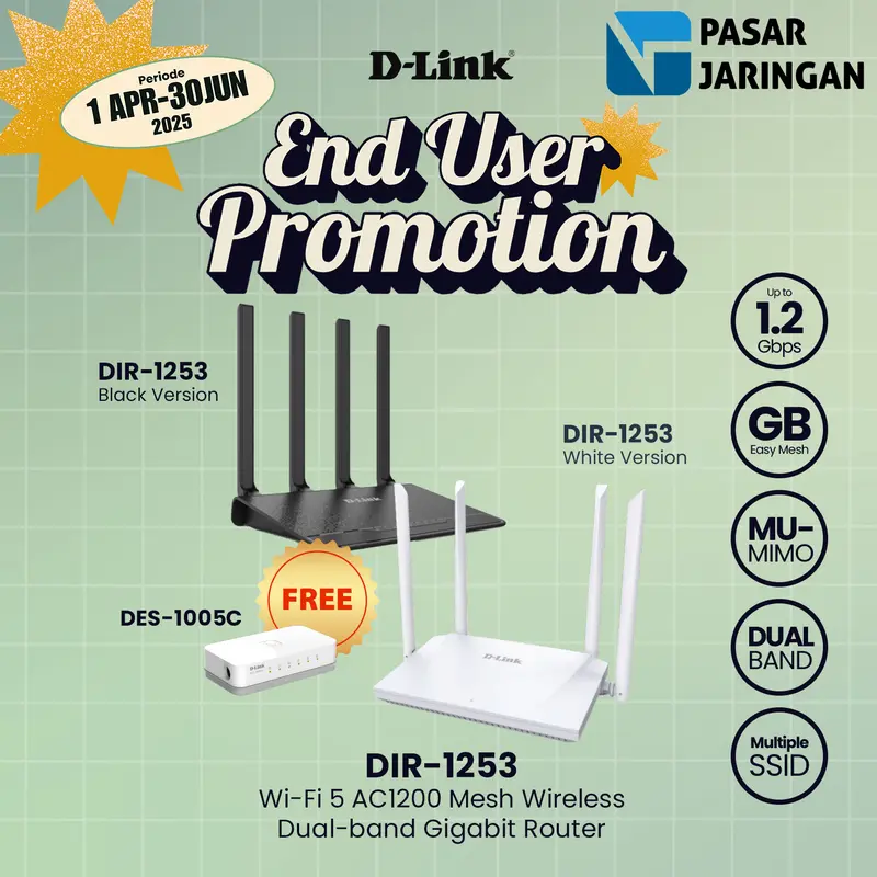 D-LINK DIR-1253 AC1200 MU-MIMO MESH Wireless Gigabit Router Dual Band 1