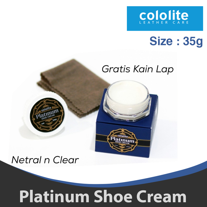 Gambar Cololite Platinum Shoe Cream 35g Krim Sepatu Kulit Premium Netral Mengkilap Anti Kusam dari warungtools Kota Administrasi Jakarta Utara Tokopedia