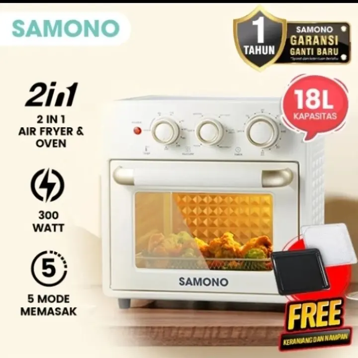Samono oven + air fryer multifungsi 2in1 18liter sw - afv18