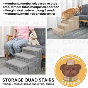 Pet Stairs With Storage 4 Step Tangga Anabul Dengan Penyimpanan Baju Anabul Snack Makanan Anjing Kucing Ladder Poodle Bichon Corgi Murah