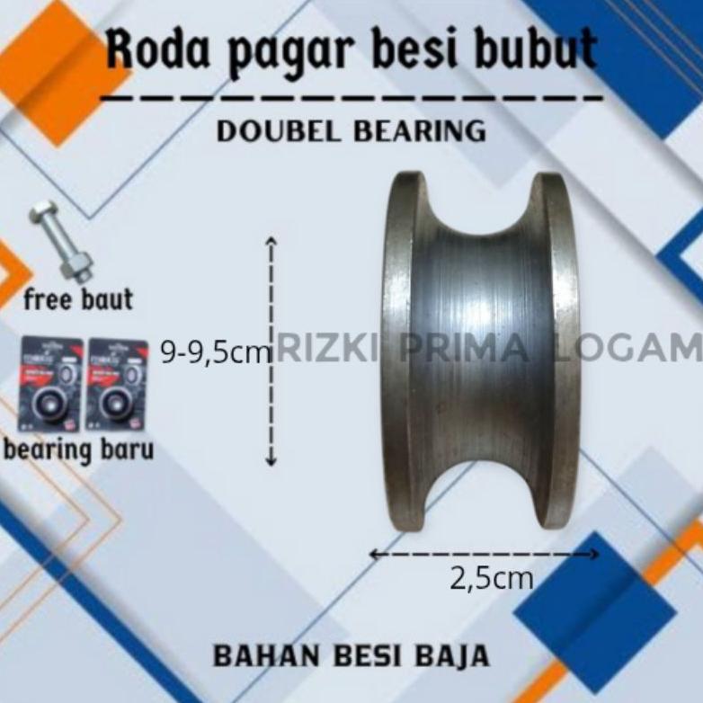 Roda Pagar Besi Baja PREMIUM Uk 9-9,5cm BEARING - Shop | Tokopedia