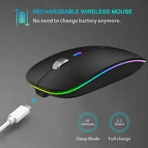 Mouse Wireless Rechargeable Silent Click Slim 2.4G 2.4Ghz 5.1 5.1G 5.1Ghz Bluetooth 1600 DPI 1600DPI RGB LED Gaming Bluetooth Laptop - Komputer - Computer