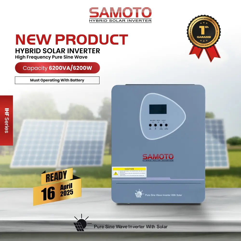 Samoto Hybrid Solar Inverter Pure Sine Wave High Frequency 6200W Solar Panel Charger Controller IHF6200