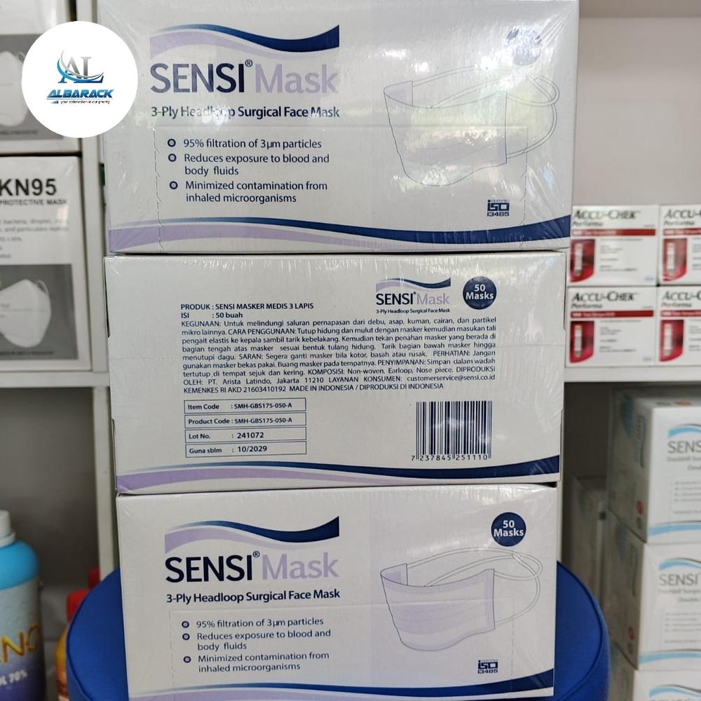 MASKER SENSI HEADLOOP HIJAB 3PLY 1BOX ISI 50PSC/ MASKER SURGICAL SENSI HIJAB