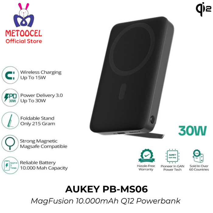 Gambar AUKEY PB-MS06 PowerBank MagFusion 10000mAh 30W Qi2 Magnetic Wireless Charging Power Bank dari Metoocel Official Kota Administrasi Jakarta Barat Tokopedia