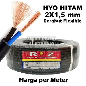 KABEL LISTRIK HYO 2x1,5 HITAM SERABUT HITAM HARGA PERMETER