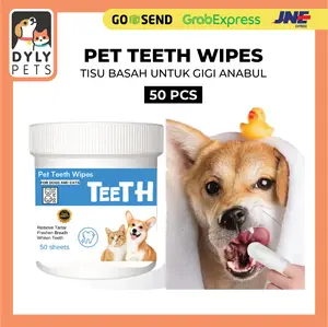 PET TEETH WIPES / Tisu Basah (50 pcs) Tissue Finger Toothbrush Jari Pembersih GIGI Kucing Anjing