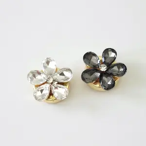 BREENA BUTTON COVER  | ELGRA JEWELLERY - Gold Plated Flower Crystal Aksesoris Kancing Detachable Buttons