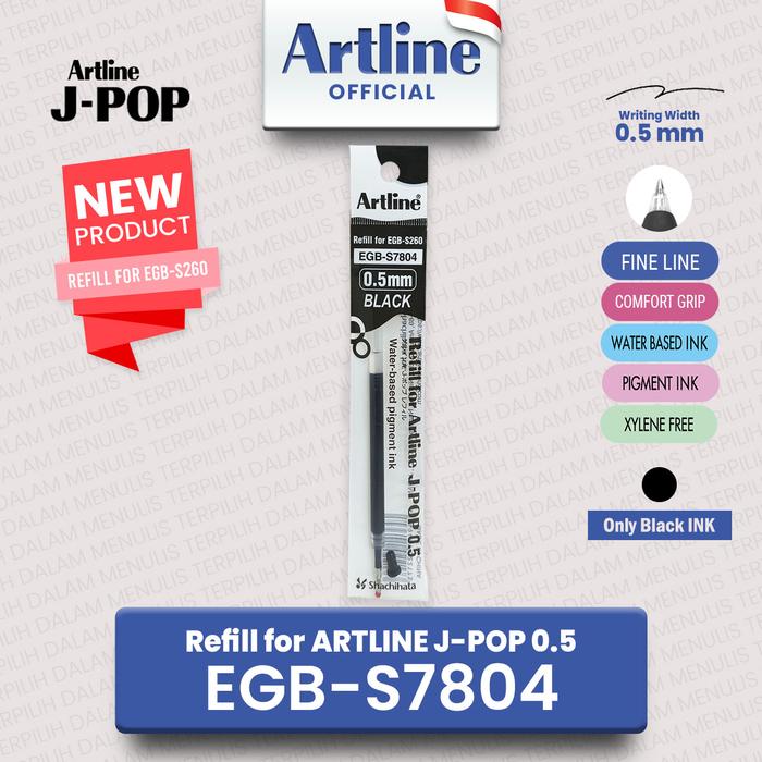 Gambar Refill JPOP EGB-S7804 / Refill Ink for Artline J-POP 0.5mm Gel Inked Roller Ball Black Ink dari Artline Indonesia Kota Surabaya Tokopedia