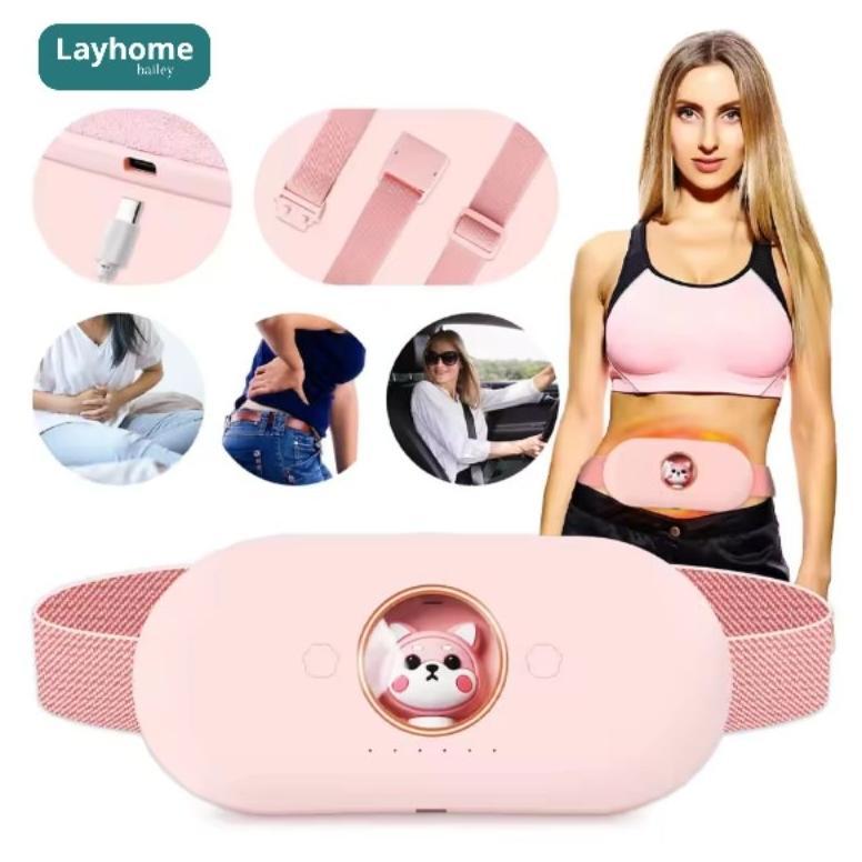Terbaru Sabuk Pijat Penghangat Menstruasi Massage Belt Kompres Hangat Haid Portabel untuk Kram dan Nyeri - Pink