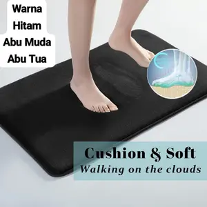 Keset Kamar Mandi Non Slip Super Absorbent / Dimensi 60cmX40cm / Warna Hitam Abu Tua Abu Muda