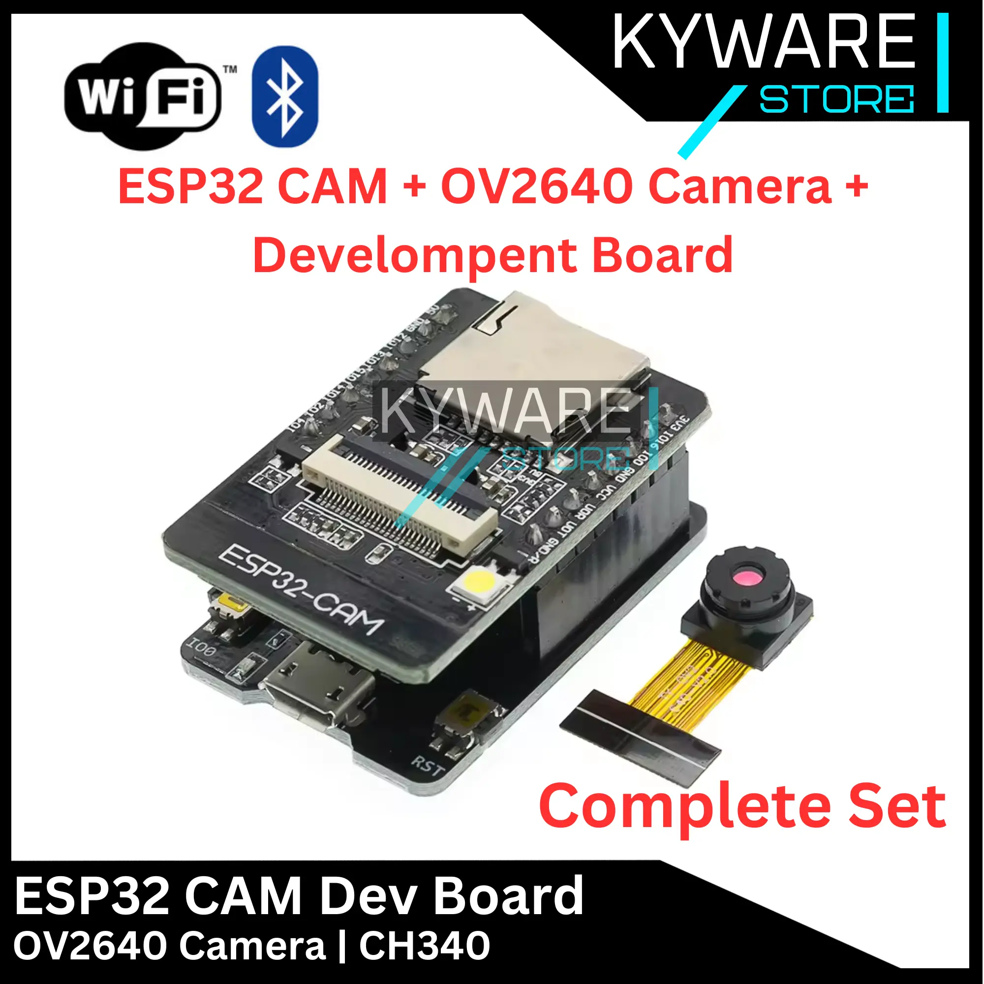 KYWARE ESP32 CAM ESP 32 Camera OV2640 CH340 WIFI Bluetooth BLE IOT Develompent Board ESP-32S Set