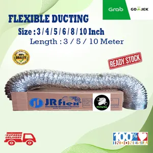 Flexible Ducting Metalizing Saluran Udara Hexaust Fan ukuran 3"/4"/5"/6"/8"/10"
