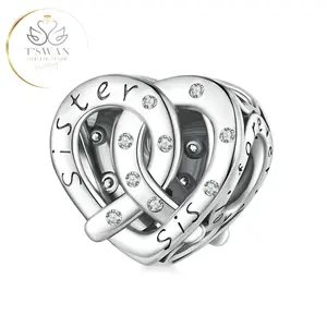 Charm PANDO - Pando Sparkling Silver Heart Charm - Compatible Moments Bracelets - Aksesoris Pando - Aksesoris Gelang - Pando Sparkling  Heart Charm
