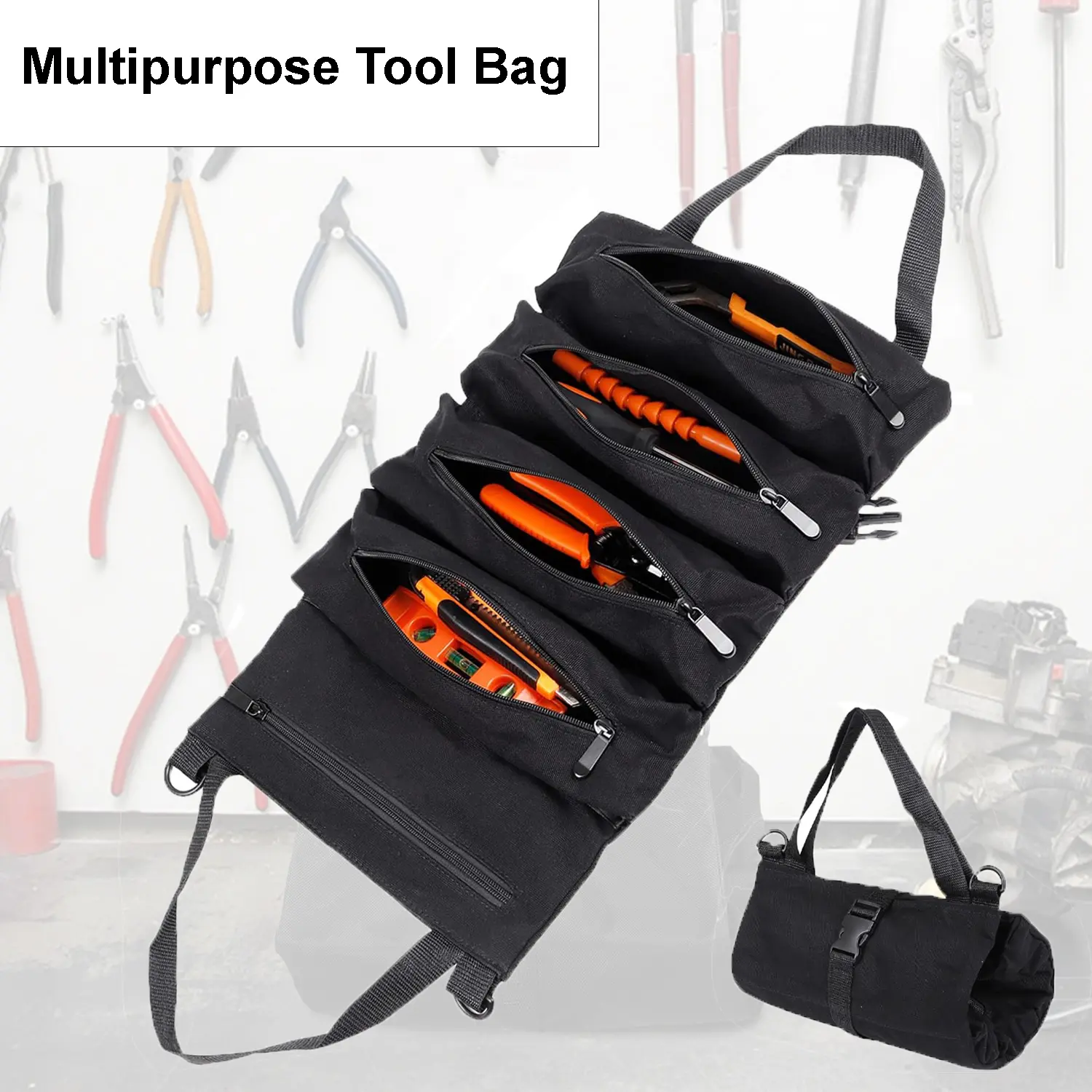 Tas Perkakas Lipat Gantung Serbaguna Roll Pouch Tool Bag