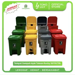Tempat Sampah Injak Dustbin Pedal Taiwan Rocky 30/50/70L (Tanpa Ember Dalam)