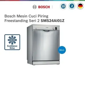 Bosch SMS24AI01Z Free-Standing Dishwasher 60cm Seri 2 Bosch SMS24AI01Z Hemat Air Peralatan Dapur