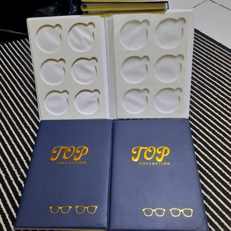 (SALE) ALBUM TEMPAT CONTOH/SAMPLE LENSA KACAMATA - Sampul orange, Lubang 6