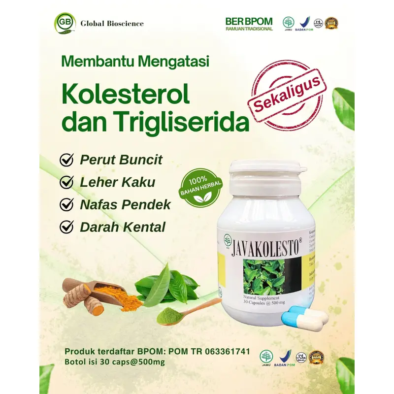 JAVAKOLESTO Obat Herbal Kolesterol Asam Urat Darah Tinggi Hipertensi LDL Trigliserida BPOM Original