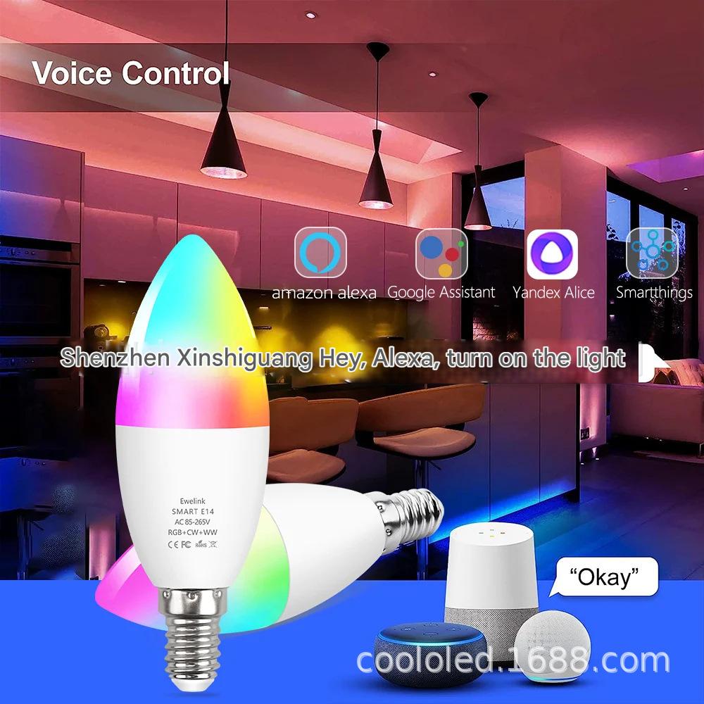 E14 Tuya Zigbee Wifi Candle Smart RGB Colour Bulb, Voice Control via Alexa & Google Home