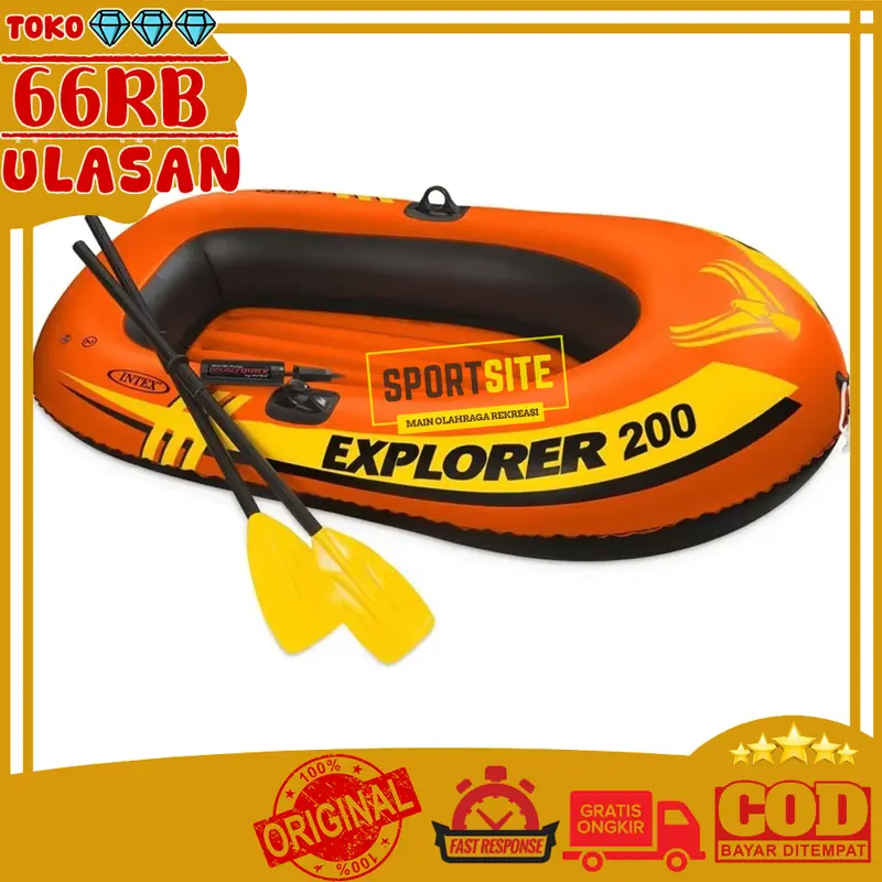 Intex Explorer Rubber Boats 200+Dayung. Perahu Karet Renang Anak 58331 3