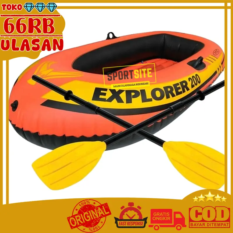 Intex Explorer Rubber Boats 200+Dayung. Perahu Karet Renang Anak 58331 1