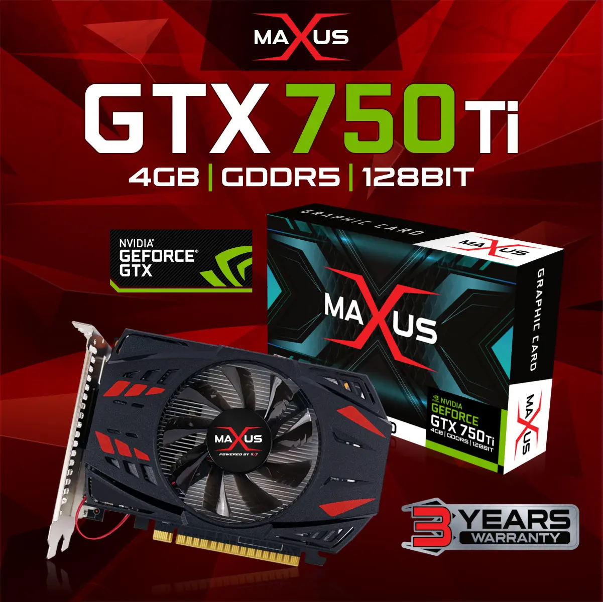 VGA MAXUS GTX 750 Ti 4GB GDDR5 128 BIT REAL CAPACITY RESMI
