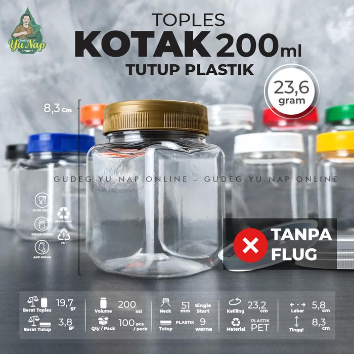 Gambar Toples Sambal 200 ml KOTAK (TANPA FLUG) - Toples Jar Plastik 200ml dari Gudeg Yu Nap Online Kota Bandung Tokopedia