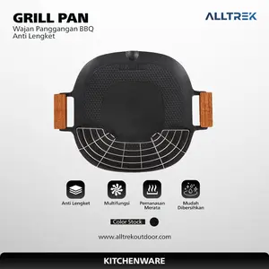 ALLTREK BBQ Grill Pan Multifungsi Wajan Panggangan Anti Lengket Dengan Peniris