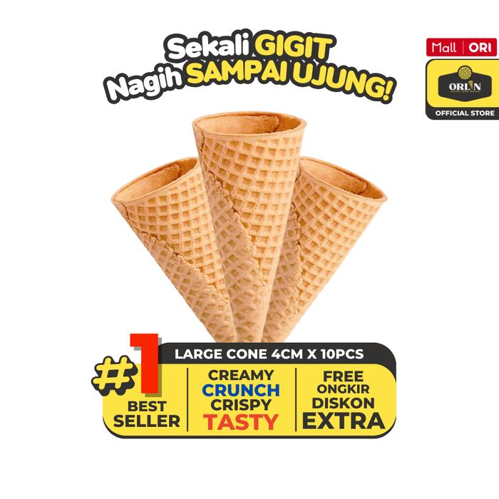 Gambar Cone ice cream waffle kerucut besar isi 10pcs dari Orlinfood Kab. Bekasi Tokopedia