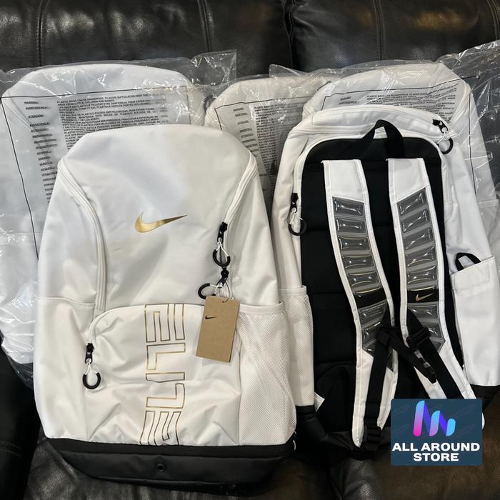 nike backpack white and gold