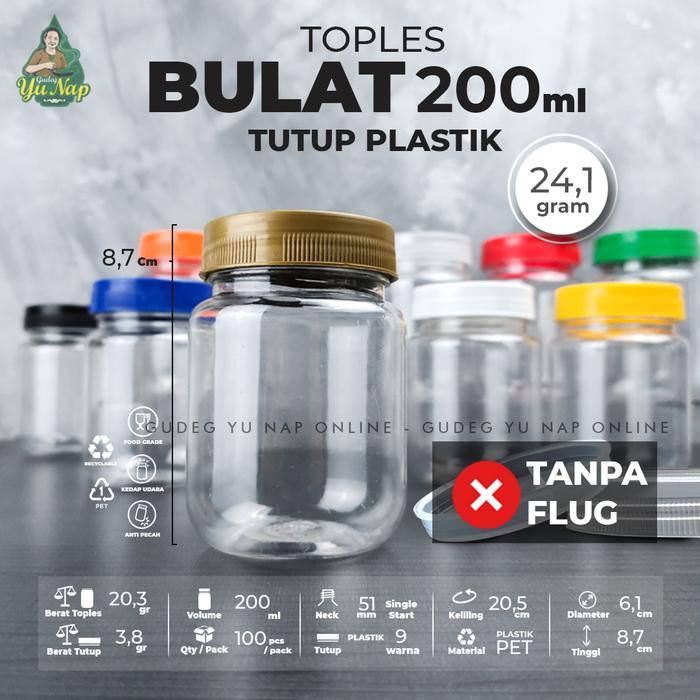 Gambar Toples Sambal 200 ml BULAT (TANPA FLUG) - Toples Jar Plastik 200ml dari Gudeg Yu Nap Online Kota Bandung Tokopedia