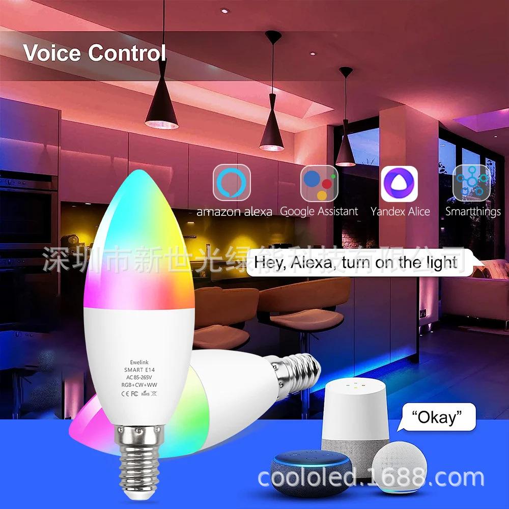E14 Tuya Zigbee Wifi Candle Smart RGB Colour Bulb, Voice Control via Alexa & Google Home