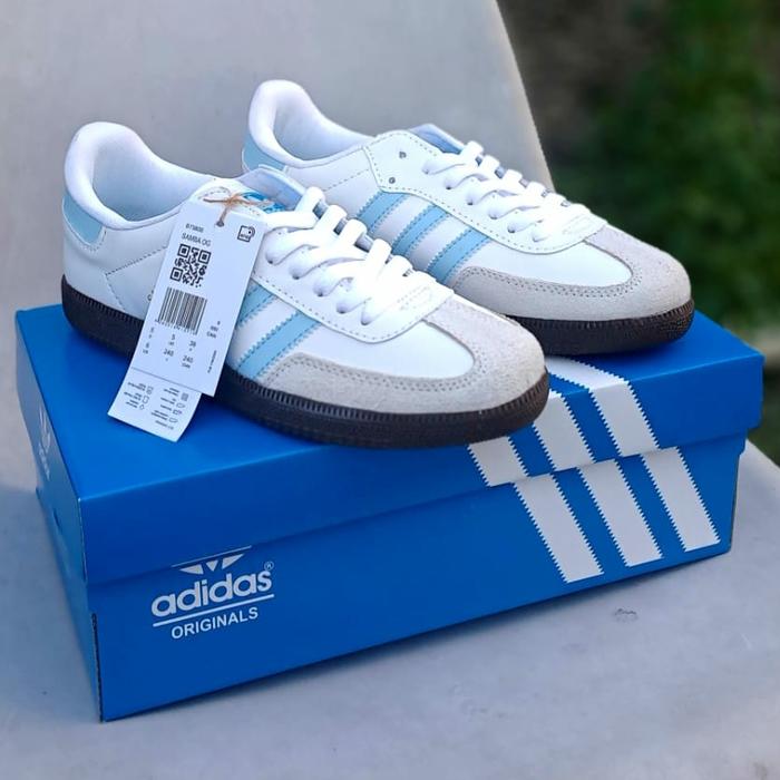 Jual sepatu casual cewek. sepatu Adidas Samba women putih lis blue termurah  - Putih List Biru, 37 - Kab. Tangerang - Online Jaya 1899 | Tokopedia