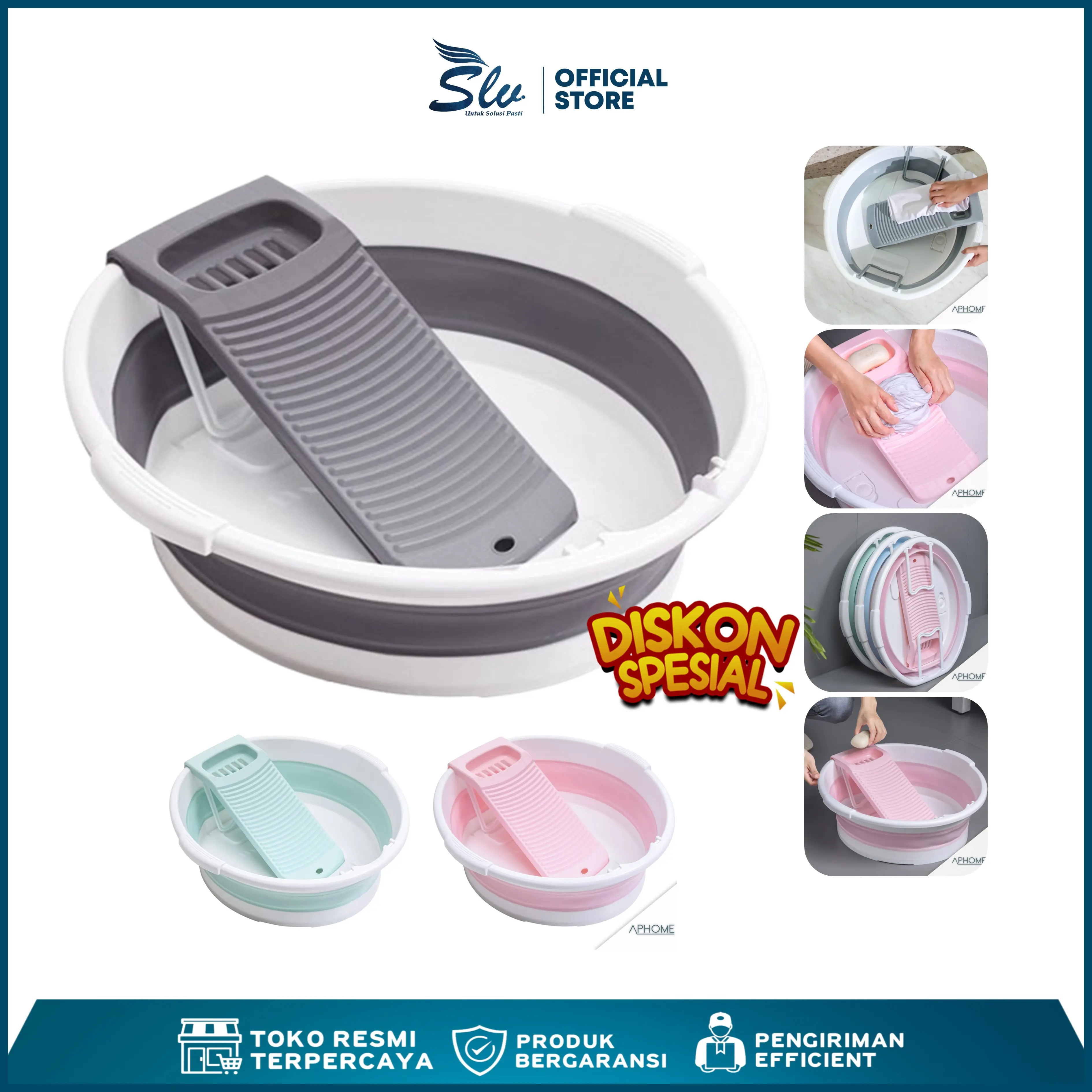 𝐏𝐑𝐎𝐌𝐎 !!! Papan Cuci Portable dengan Baskom Cuci Baju Lipat Folding Laundry Bowl Mesin Cuci Manual