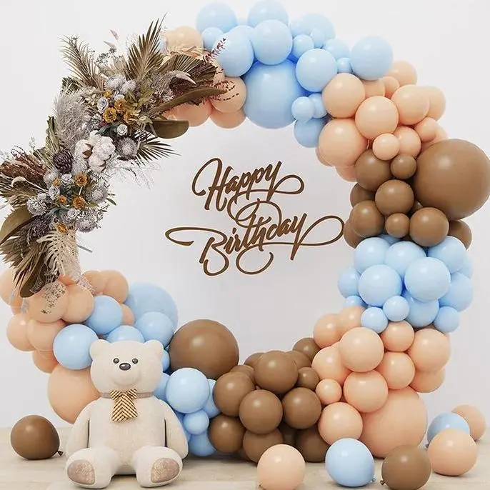 Kit Balon Beruang Dekorasi Pesta Ulang Tahun Tema Merah Muda Biru Cokelat Dekorasi Baby Shower Anak Laki-laki Perempuan Latex Balon Garland Dekor 1