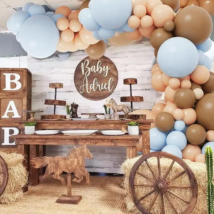 Kit Balon Beruang Dekorasi Pesta Ulang Tahun Tema Merah Muda Biru Cokelat Dekorasi Baby Shower Anak Laki-laki Perempuan Latex Balon Garland Dekor 4
