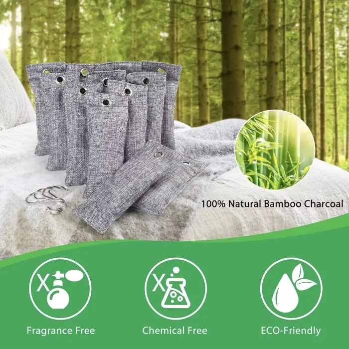 BAMBOO CHARCOAL AIR PURIFYING BAG KANTONG PEMBERSIH UDARA PENYERAP BAU SEPATU MOBIL LEMARI KULKAS PURIFIER SHOE DEODORIZER SMELL REMOVER PEMBERSIH UDARA ALAMI ARANG BAMBU ACTIVE KANTONG ARANG PENGHILANG BAU TIDAK SEDAP CLEANING AIR ABSORBER BAG 75GR-2PCS 3