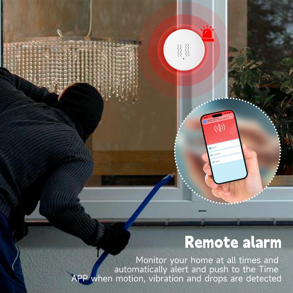Tuya Zigbee Vibration Sensor – Compatible with Tuya Z2 – Tilt, Motion, and Vibration Alarm