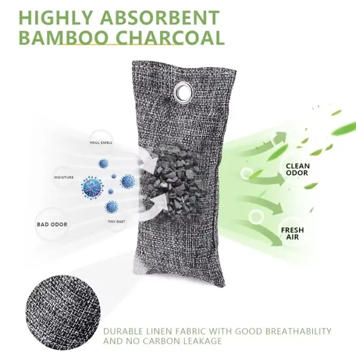 BAMBOO CHARCOAL AIR PURIFYING BAG KANTONG PEMBERSIH UDARA PENYERAP BAU SEPATU MOBIL LEMARI KULKAS PURIFIER SHOE DEODORIZER SMELL REMOVER PEMBERSIH UDARA ALAMI ARANG BAMBU ACTIVE KANTONG ARANG PENGHILANG BAU TIDAK SEDAP CLEANING AIR ABSORBER BAG 75GR-2PCS 2