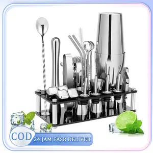 Alat Bartender 1 Set Peralatan Bartender 23 In 1 Paket Lengkap Cocktail Shaker Stainless Barista