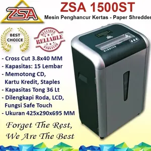 ZSA 1500ST Mesin penghancur kertas cross cut shredder 15 lembar
