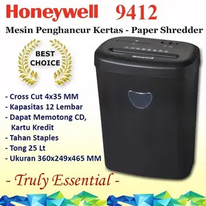 Honeywell 9412 Penghancur kertas paper shredder cross cut 12 lembar tong 25 liter