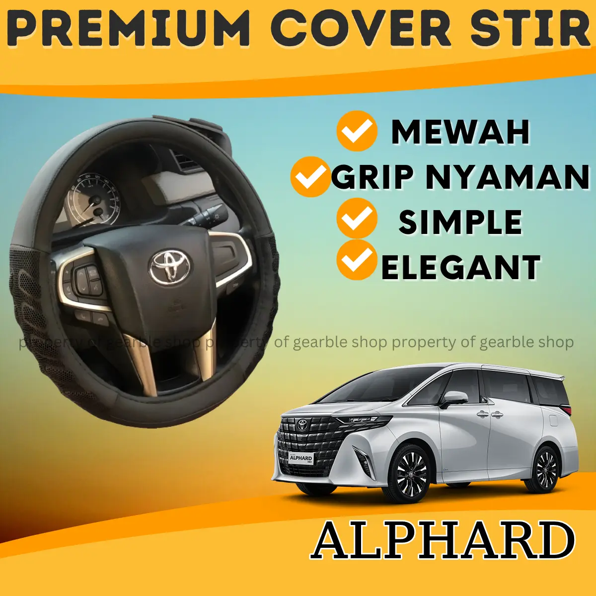 PREMIUM COVER STIR ALPHARD VELLFIRE SARUNG PELINDUNG SETIR MOBIL KULIT