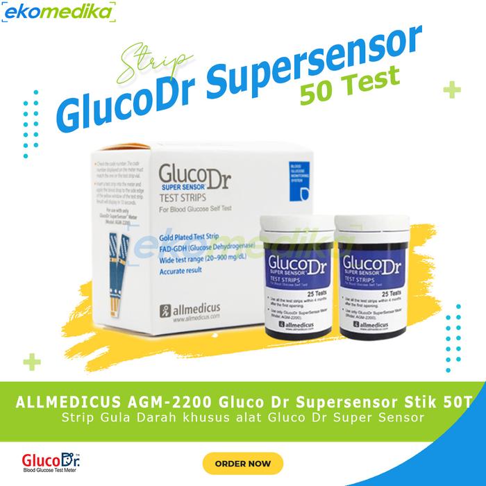 Gambar Strip Gluco Dr Super Sensor isi 50 Strip - 2 Tube GlucoDr Supersensor dari Eko Medika Kota Administrasi Jakarta Timur Tokopedia