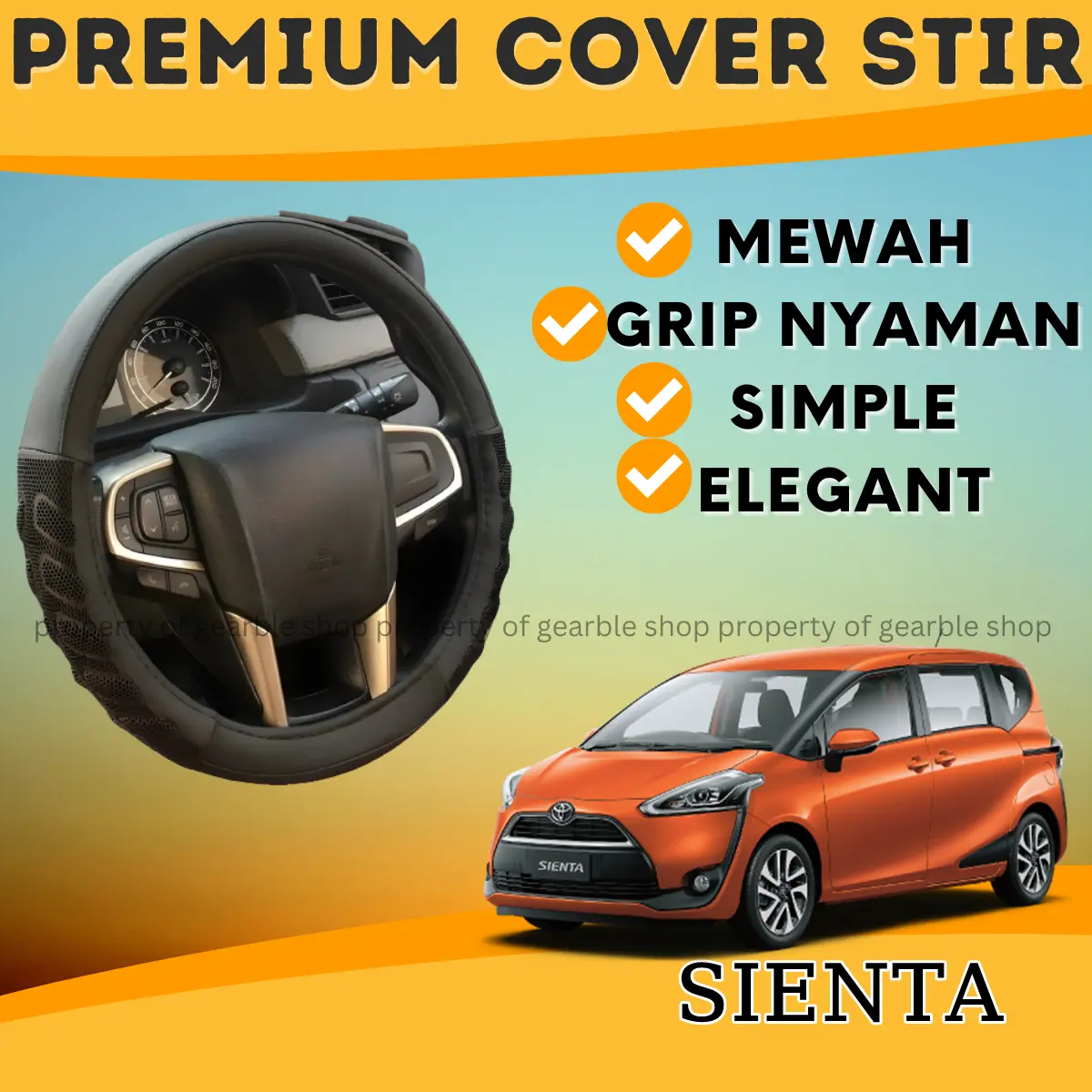 PREMIUM COVER STIR SIENTA SARUNG PELINDUNG SETIR MOBIL KULIT SIMPLE