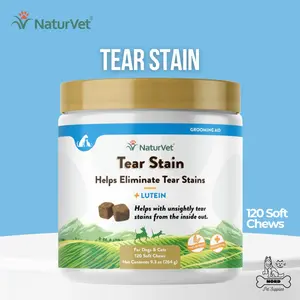 Naturvet Tear Stain Plus Lutein 120 Soft Chews Dog Cat Supplement Noda Hitam Mata Suplemen Anjing Kucing Eye