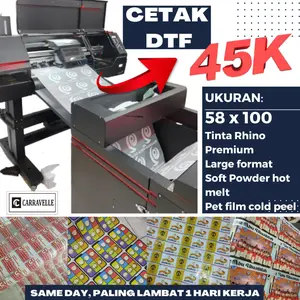 Jasa Cetak Sablon Print DTF Meteran 1 Hari Selesai Ukuran A5 A4 A3 A2 Siap Press 1 Meter Ukuran 58cm X 100cm